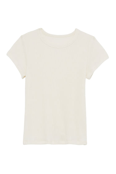 YAEL FITTED RIB TEE SHIRT | GARDENIA