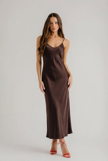 TAYLOR V-NECK BIAS CUT SILK DRESS | OAK TREE
