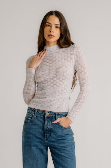 RHEA LONGSLEEVE MOCK NECK  | GARDENIA