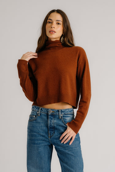 SABLE CASHMERE TURTLENECK SWEATER | MAHOGANY