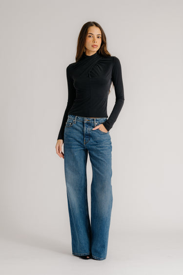 CASS DRAPED TURTLENECK | BLACK