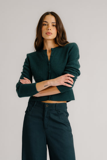 EMILIA SHOULDER PAD CASHMERE CARDIGAN | SACRAMENTO