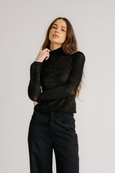 HAILEY FITTED MOCK NECK | BLACK