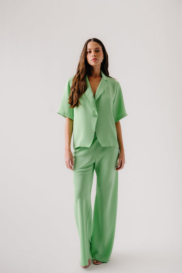 NAOMI SILK BIAS CUT PULL ON PANT | LIME