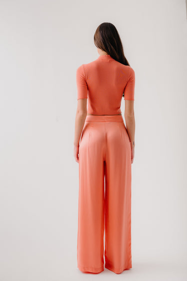 BROOKE HIGH RISE DOUBLE PLEAT TROUSER | Melon