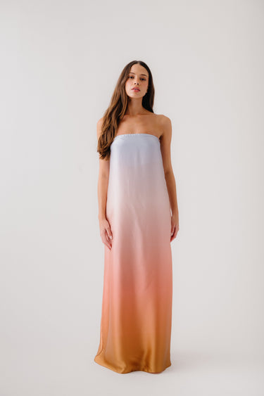 ARDEN  STRAPLESS OMBRE MAXI DRESS | MELON