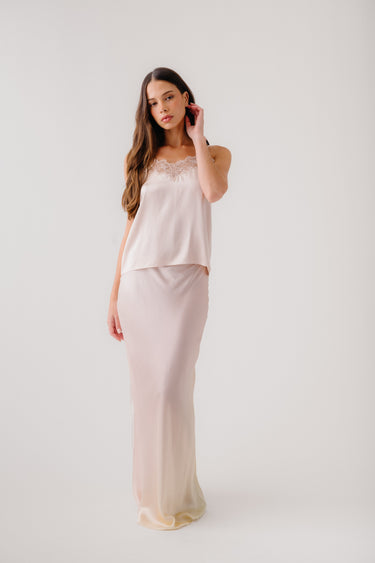 GRACE B SCALLOP TRIM OMBRE BIAS CUT MAXI PULL ON SKIRT | LUNAR