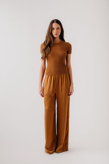 ISOLDE SLIM CREWNECK TEE | TOBACCO