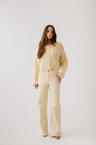 CHARLENE CROPPED WELT POCKET JACKET | BUTTERCUP