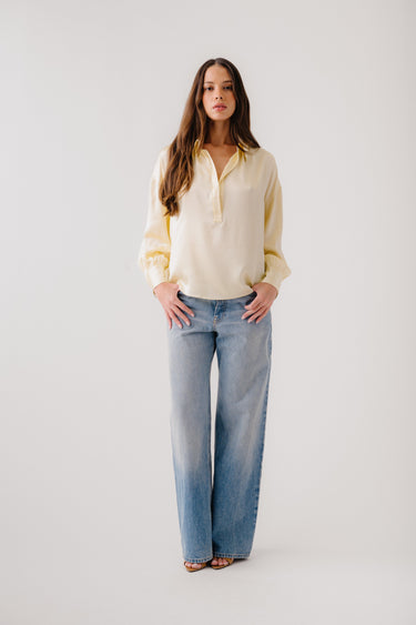 CHANTAL RELAXED SILK POPOVER W/ SHIRRING | BUTTERCUP