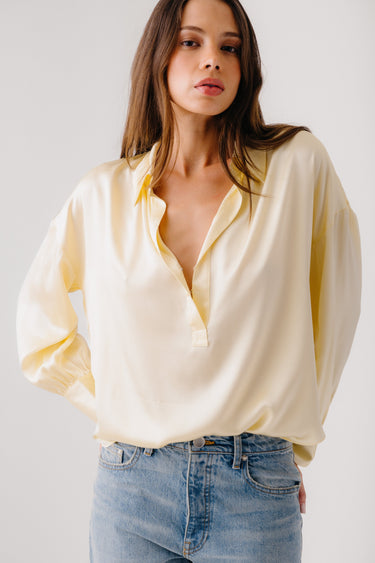 CHANTAL RELAXED SILK POPOVER W/ SHIRRING | BUTTERCUP