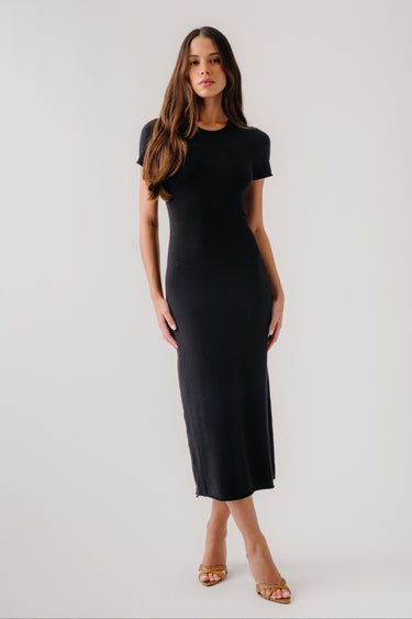 ANA CASHMERE T-SHIRT DRESS | BLACK