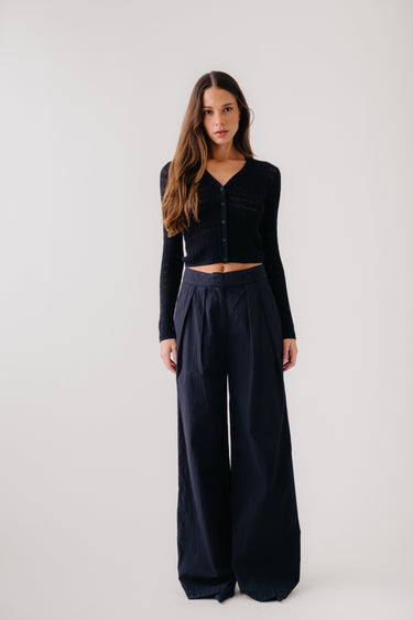 BROOKE HIGH RISE DOUBLE PLEAT TROUSER | BLACK