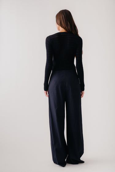 BROOKE HIGH RISE DOUBLE PLEAT TROUSER | BLACK