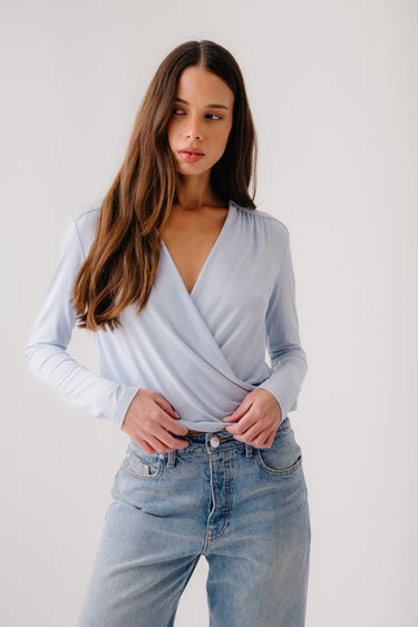 CADIZ S/W GATHERED WRAP SHIRT | WHISPER