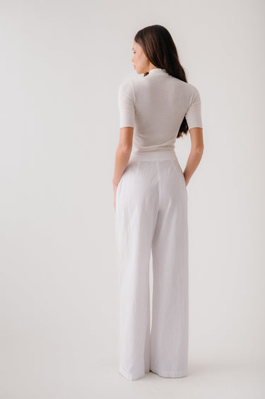 BROOKE HIGH RISE DOUBLE PLEAT TROUSER | WHITE