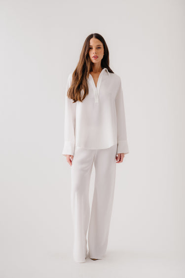 NAOMI BIAS CUT SILK PULL ON PANT | WHITE