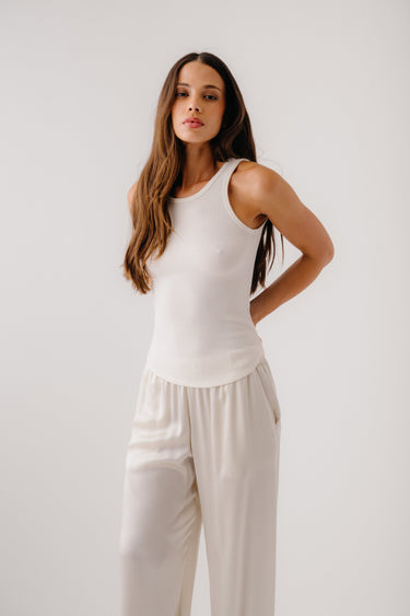 JAMEELA RACERBACK RIB TANK | GARDENIA