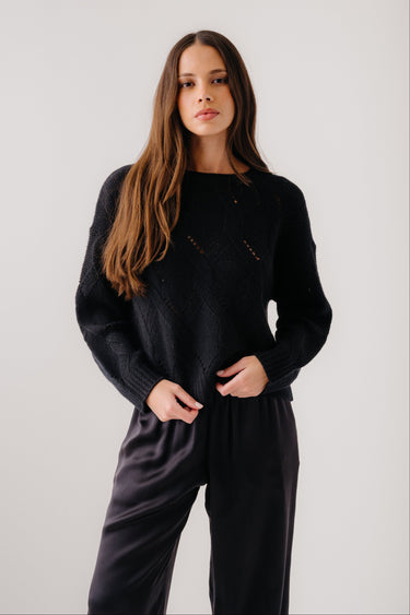GIA SLOUCHY CREWNECK SWEATER | BLACK