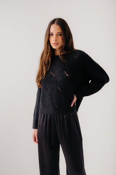 GIA SLOUCHY CREWNECK SWEATER | BLACK