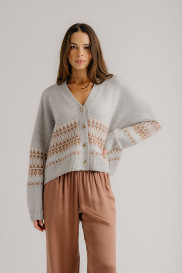 ELLIOT BOXY CROPPED CASHMERE FAIR ISLE CARDIGAN | FOGGY MULTI