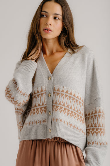 ELLIOT BOXY CROPPED CASHMERE FAIR ISLE CARDIGAN | FOGGY MULTI