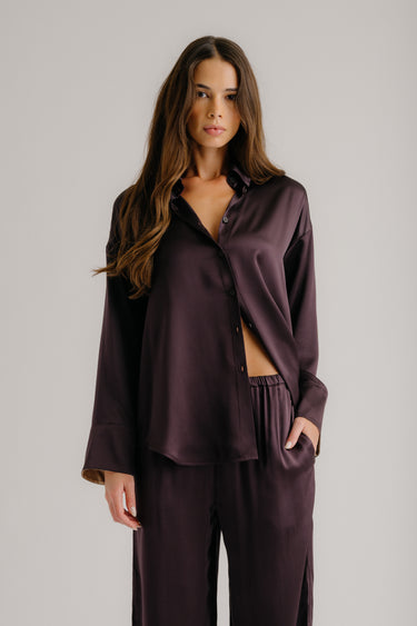 BENTON COLORBLOCK SLOUCHY SILK BUTTON DOWN | OAK TREE MULTI