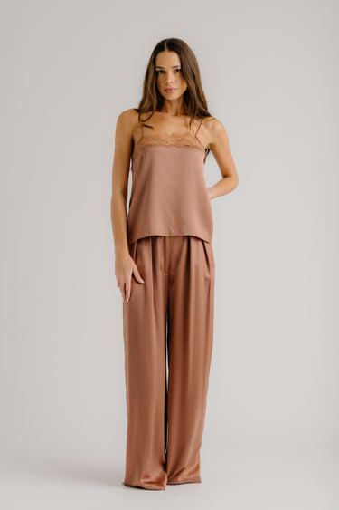 BROOKE HIGH RISE SILK TROUSER | PRAIRIE SAND