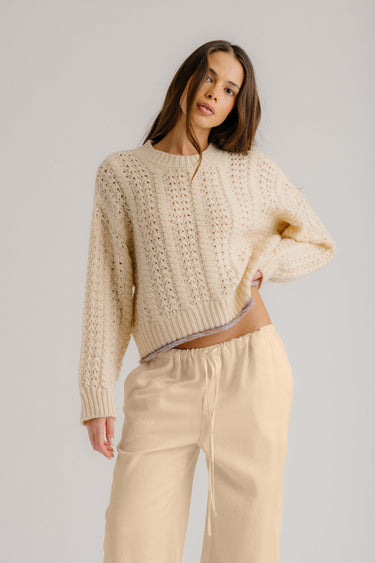TARA SLOUCHY CASHMERE CREWNECK | BUTTERCREAM