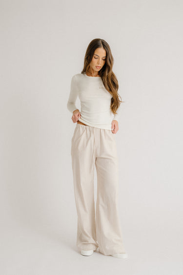 GEMMA PULL ON STRAIGHT LEG PANT | GARDENIA MULTI STRIPE