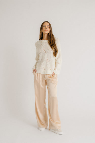 BRYNN  WIDE LEG SILK PANT | PINK SAND