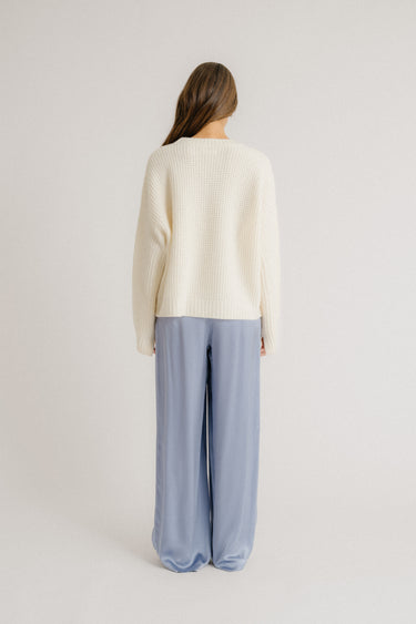 CY SLOUCHY CREWNECK WITH RIB DETAIL | GARDENIA