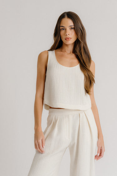 LINDA GAUZE TANK TOP | GARDENIA
