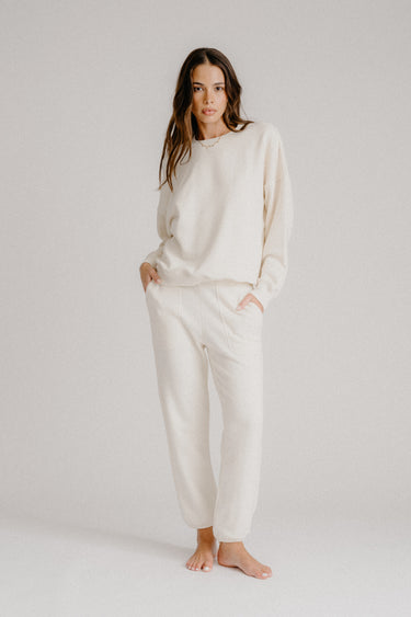 MASON LOW RISE RELAXED SWEATPANT W/ POCKETS| GARDENIA