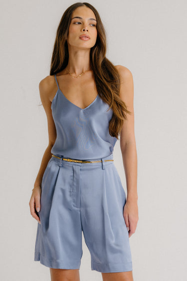 GLORIA V-NECK SILK CAMI | PERIWINKLE