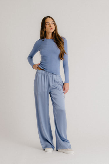 BRYNN WIDE LEG SILK PANT | PERIWINKLE