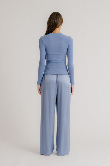 BRYNN WIDE LEG SILK PANT | PERIWINKLE
