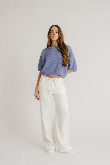 NOVA CROPPED BOATNECK TEE | PERIWINKLE